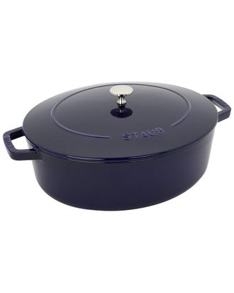 Staub Cast Iron 6.25Qt Dark Blue Shallow Oval Dutch Oven