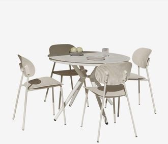 Sklum Set De Mesa Redonda En Aluminio (&oslash;100 Cm) Valerie Y 4 Sillas De Jard&iacute;n Tupah Sklum