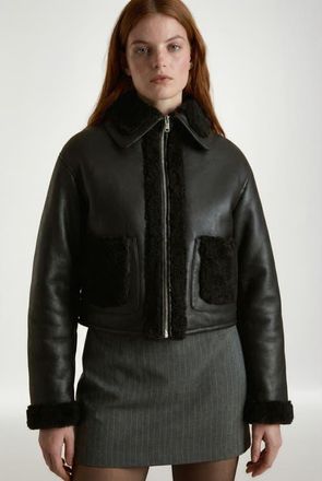 FURNIQ Julia Shearling Jacket in Black at Nordstrom, Size Xx-Large