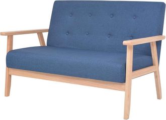 vidaXL Sof&aacute; De 2 Plazas De Tela Azul Vidaxl