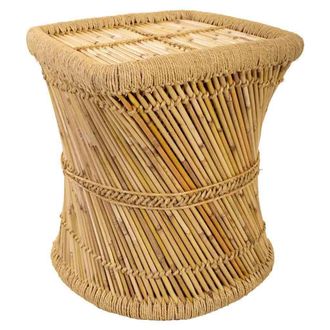 Wanderlust Deco Mesa Auxiliar De Bamb&uacute; Marr&oacute;n 43x43x47