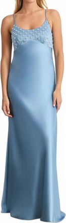 Tanya Taylor Ophelia Floor Length Dress In Shadow Blue