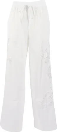 P.A.R.O.S.H. Wide Leg Embroidered Drawstring Straight-Leg Pants