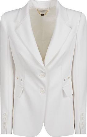 Elisabetta Franchi Structured Tailored Jacket with Deep V-Neckline and Notched Lapels
