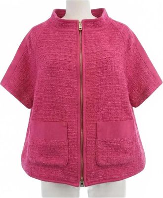 Herno Womens Short-Sleeve Tweed Jacket In Fuxia