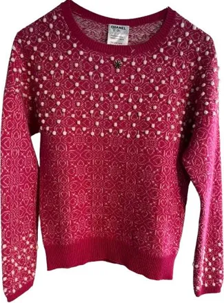 Chanel Pink Cashmere Bombay Collection Sweater Size 36