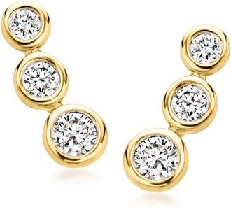 RS Pure by Ross-Simons Bezel-Set Lab-Grown Diamond Trio Earrings in 18kt Gold Over Sterling
