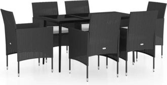 vidaXL Juego De Comedor De Jard&iacute;n 7 Piezas Con Cojines Negro Vidaxl