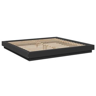 Berkfield Home Durable Bed Frame with LED Lights without Mattress Black 180x200cm | Size: Super King