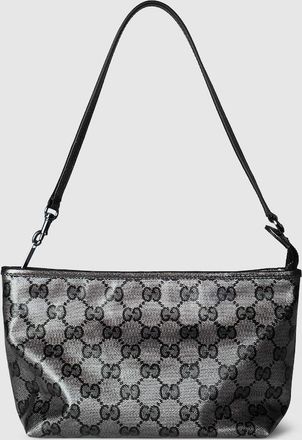 Gucci Small Pouch With Strap, Silver, Original GG Fabric