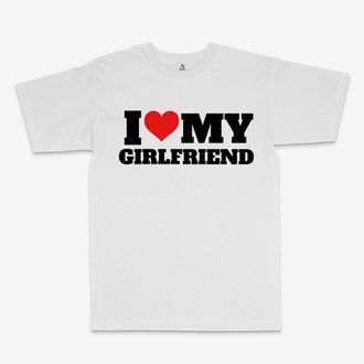 Generic I Love My Girlfriend Unisex T-Shirt (UK, Alpha, S, Regular, Regular, White)