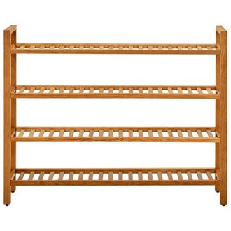 Berkfield Home Shoe Rack with 4 Shelves 100x27x80 cm Solid Oak Wood in Brown | Size: 100 x 27 x 80 cm