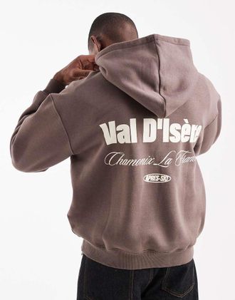 Cotton On Felpa squadrata con cappuccio color cioccolato slavato-Marrone