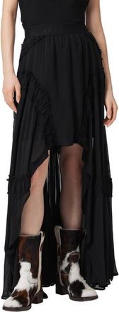 AllSaints Dorina Ruffle High-Low Skirt in Black at Nordstrom, Size 12 Us