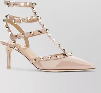 Valentino Garavani patent strappy pumps pointed toe studs