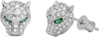 Melinda Maria Jaguar Pav&eacute; Stud Earrings in Silver-White at Nordstrom