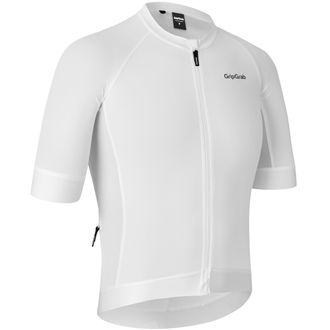 GripGrab PACR Short Sleeve Cycling Jersey Summer MTB Road Gravel Bike Mens Cycle Jersey Full Zip UPF Aero Bike Shirt Men White