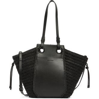 Steve Madden Bidris Mix Media Tote Bag in Black/Black at Nordstrom Rack