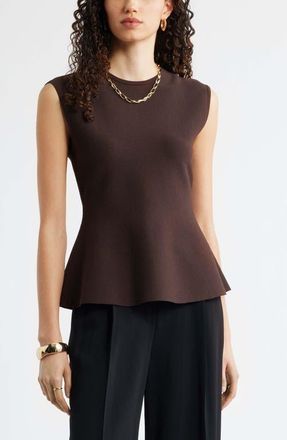 Nordstrom Sleeveless Peplum Sweater in Brown Coffee at Nordstrom, Size Xx-Small