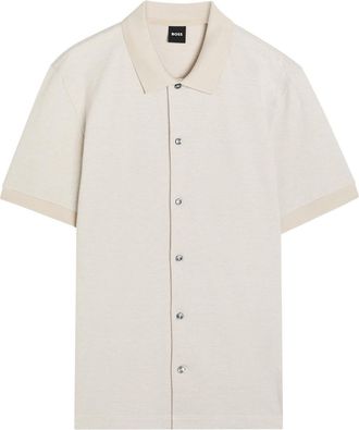 BOSS Boss Powell Piqu&eacute; Cotton Shirt - Beige - XL
