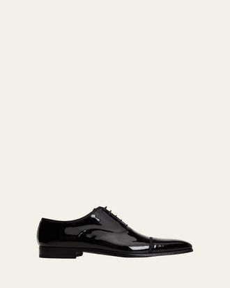 Magnanni Mens Jadiel Patent Cap-Toe Oxfords