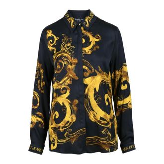 Versace Jeans Couture Shirts, female, Black, Size: S Elegant Viscose Shirt