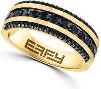 Effy Mens 14K Gold Plated Sterling Silver Black Sapphire Band Ring at Nordstrom Rack, Size 10