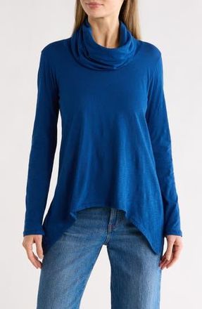 Go Couture Cowl Turtleneck Asymmetric Sweater in Lyons Blue at Nordstrom Rack, Size X-Large