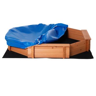 OUTSUNNY Arenero De Madera Para Ni&ntilde;os Arenero Infantil Oct&aacute;gono Con Cubierta De Poli&eacute;ster Y Tela No Tejida Para Patio Jard&iacute;n 139,5x139,5x21,5 Cm
