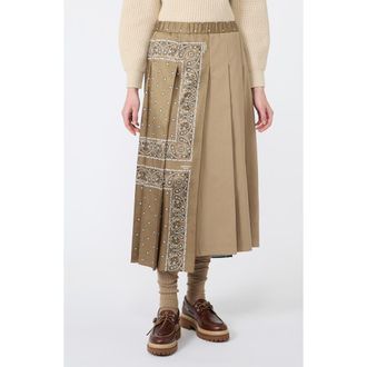 Max Mara Pleated Midi Skirt in Tobacco at Nordstrom, Size 14