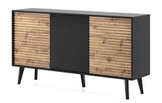 AKL FURNITURE C&oacute;moda efecto madera Crema y Negro