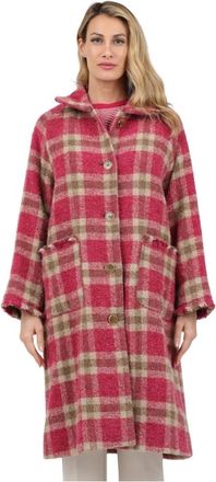 Rosso35 Geruite Jas met Knoopsluiting en Opgezette Zakken - Dames - Mantel - Veelkleurig - M - Polyester - Jassen