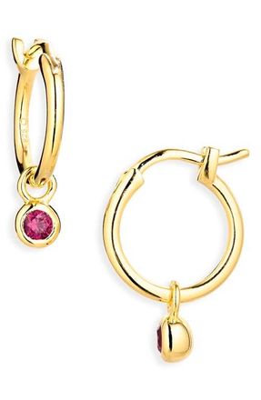 Missoma October Birthstone Mini Charm Hoop Earrings in Gold at Nordstrom