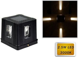 Trade Shop Trade Shop - Led Applique 2.5 W Lampada Externa Cubo A Parete Luce Modern Giardino Nero Es32