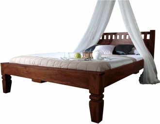 Massivmoebel24 oxford 229 Letto matrimoniale in legno di acacia - laccato / naugat 160x200