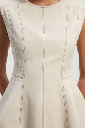 Karen Millen Womens Tencel Cotton Contrast Zip Up Woven Peplum Top - White - Size 10 UK