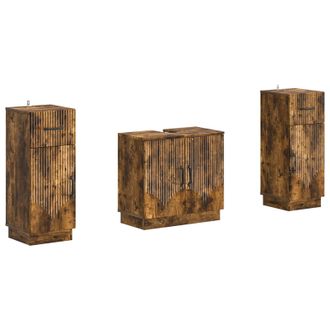 vidaXL Juego De Gabinete De Ba&ntilde;o De 2 Piezas Hoorn Roble Ahumado Vidaxl