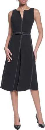 Karl Lagerfeld Sleeveless Scuba Crepe A-Line Dress in Black at Nordstrom, Size 16