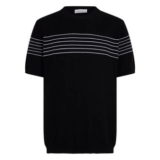 Roberto Collina Round-neck Knitwear, male, Black, Size: 2XL Short-sleeve sweater