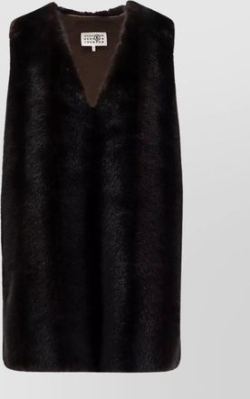 Maison Margiela faux shearling v-neck sleeveless gown