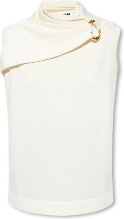 Jil Sander Top met applicatie - Dames - Tops zonder mouwen - Beige - M - Katoen - Tops