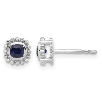 Diamond2Deal 14k White Gold Cushion Sapphire Stud Earrings