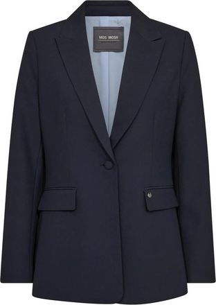 Mos Mosh Navy Blazer met V-hals en Klepzakken - Dames - Blazers - Blauw - 2XL - Polyester - Jassen