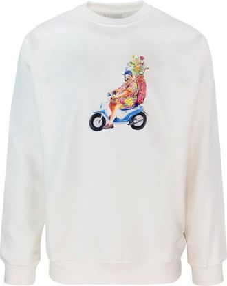 Dr&ocirc;le de Monsieur Hoodies & sweatvesten, Heren, Wit, M, Katoen, Golfeur Print Trui met Lange Mouwen