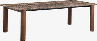 Sklum Mesa De Comedor Rectangular 245x110 Cm En Madera De Mango Y M&aacute;rmol Oneca Sklum