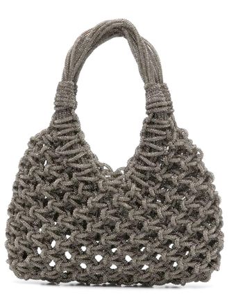Hibourama Bags Black Open-Knit Chunky Voluminous Shoulder Bag
