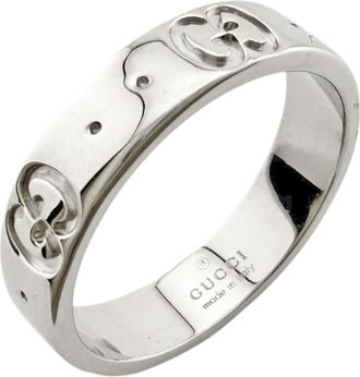 Gucci Silver White Gold (18K) Band Ring (Pre-Owned)