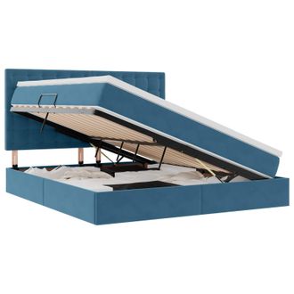vidaXL Letto Con Contenitore E Materasso Blu Scuro 160 X 200 Cm Vidaxl