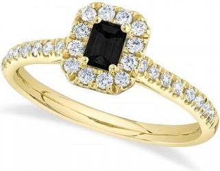 Allurez Emerald-Cut Black Diamond Engagement Ring 14K Yellow Gold (0.62ct)