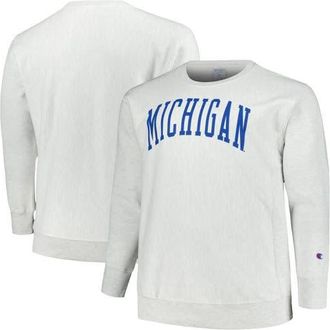 Champion Mens Champion Ash Michigan Wolverines Big & Tall Reverse Weave Fleece Crewneck Pullover Sweatshirt at Nordstrom, Size Xx-Large